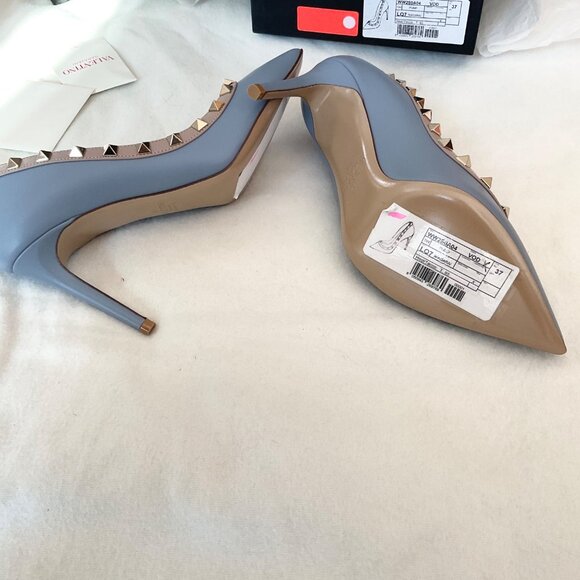 NWT Valentino Garavani Blue Niagara high heels pumps rockstud EU37 US6.5 - Picture 6 of 12